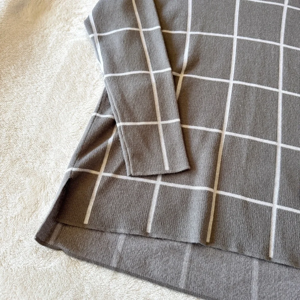 🎅 3/$15 SALE Calvin Klein Women's Gray Windowpane Cowl Neck Sweater - Medium - Picture 4 of 9